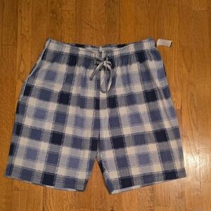 CUDDL DUDS BRAND MENS BLUE PLAID SLEEP SHORTS SIZE LARGE
